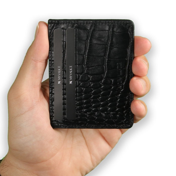 Zoozie Bags 3420 Cartera de Piel Genuina Hecha a Mano, Negro, 10 x 7.5 cm